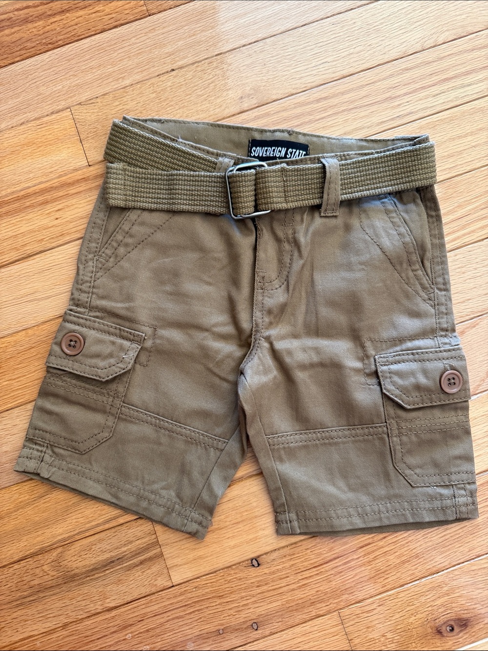 NWOT Kids Olive Cargo Shorts with Belt